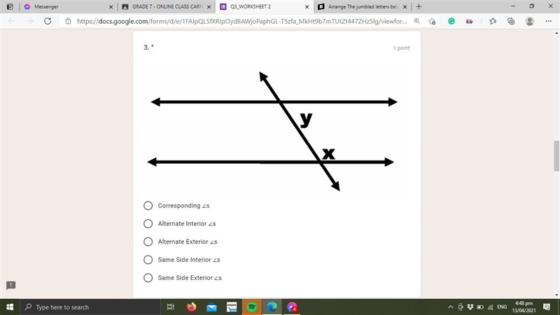 Identify the relationship of each angle pairs. Choose your answer from the choices-example-3