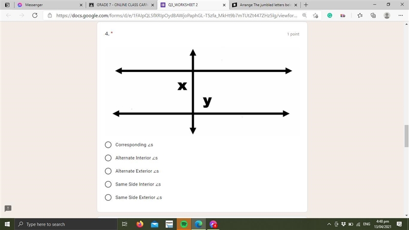 Identify the relationship of each angle pairs. Choose your answer from the choices-example-4