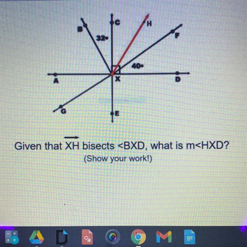 Given that XH bisects Answer choices A.) 50 B.) 48 C.) 62 D.) none of the above-example-1