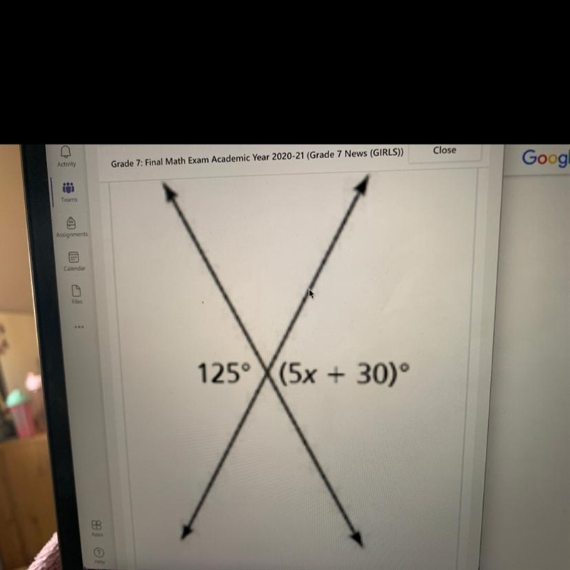 Use angle relationships and find the value of x.-example-1