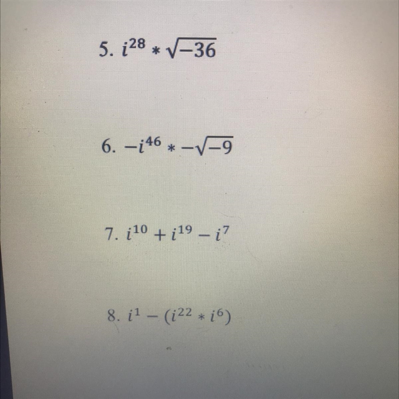 Please help with imaginary numbers worksheet!-example-1