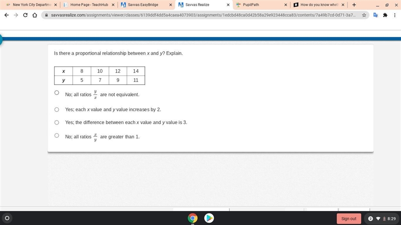 Is there a proportional relationship between x and y? Explain.-example-1