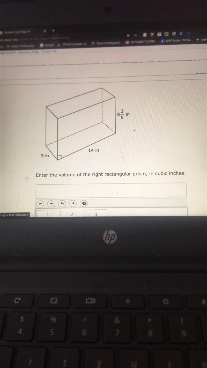 Enter the volume of the right rectangular prim in cubic inches-example-1