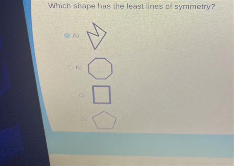 Which shape has the least lines of symmetry?-example-1