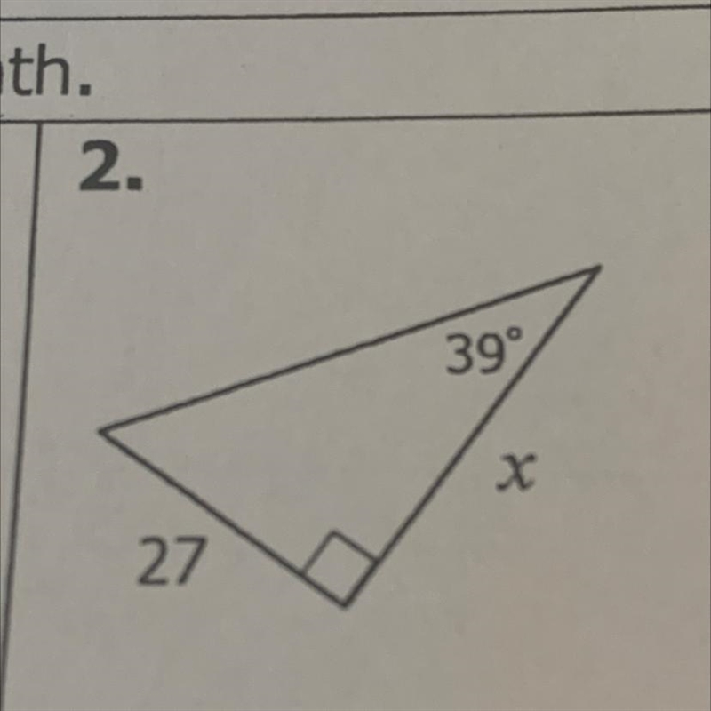 39 x 27 Solve for x round to nearest 10th-example-1