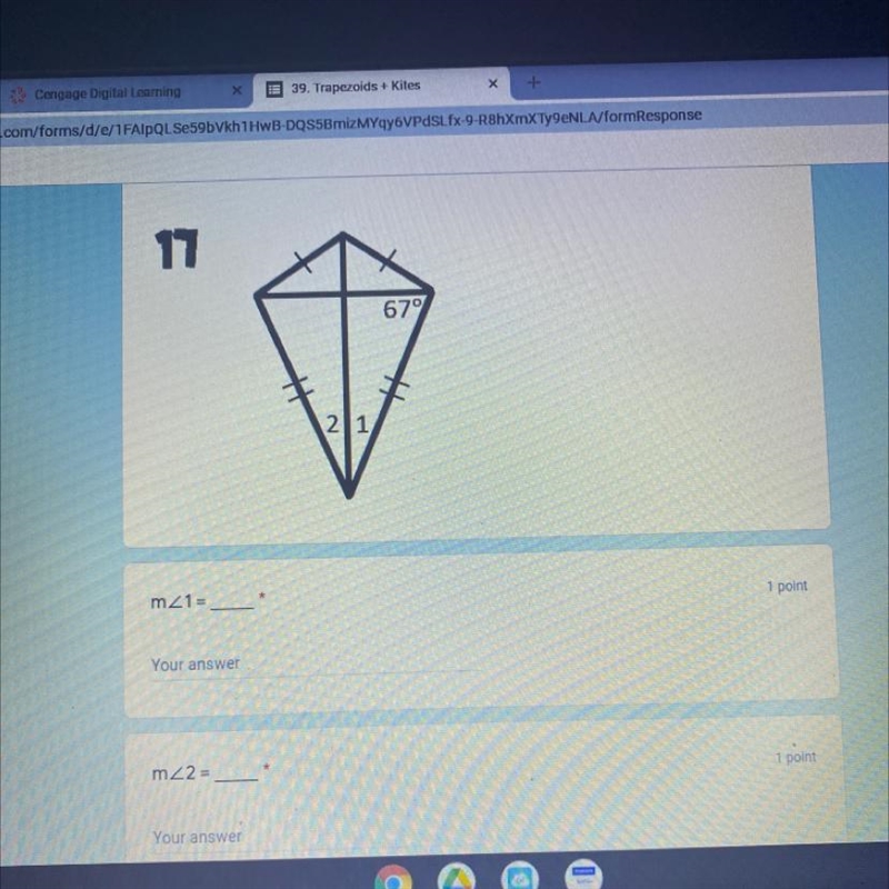 Find the measurements of the numbered angles in each kite-example-1