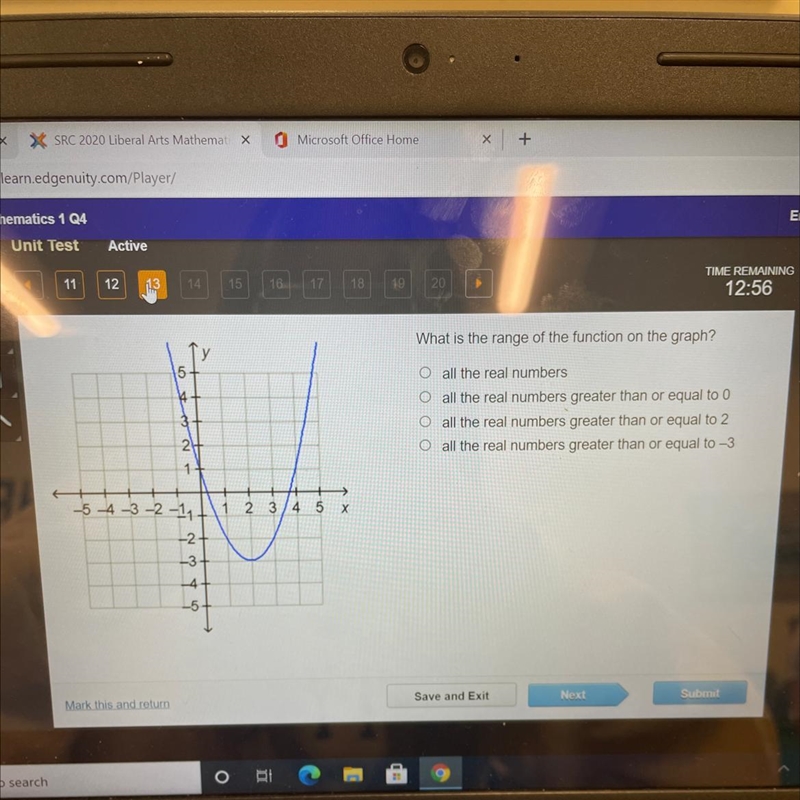 ASAP!!! What is the range of the function on the graph? A all the real numbers B all-example-1