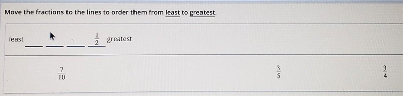 Move the fractions to the lines to order them from least to greatest.​-example-1