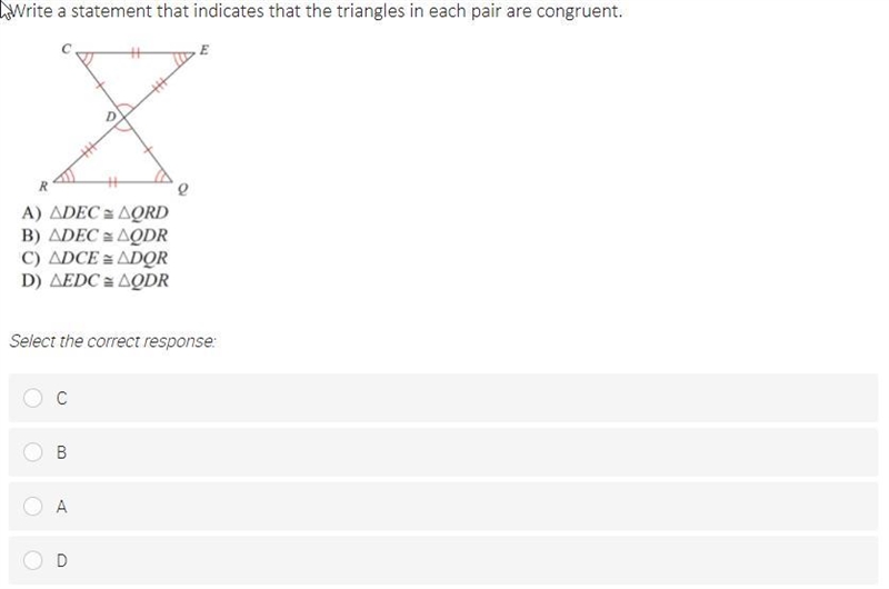 Write a statement that indacates that the triangles in each pair are congruent-example-1