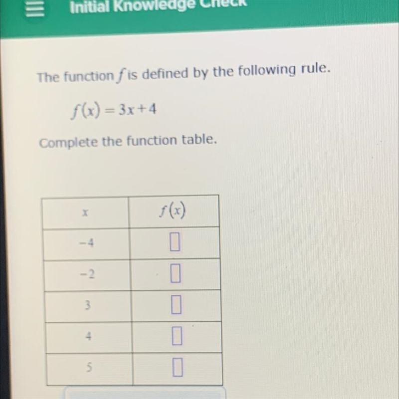 The function F is defined by the following rule ? f(x)=3x+4-example-1