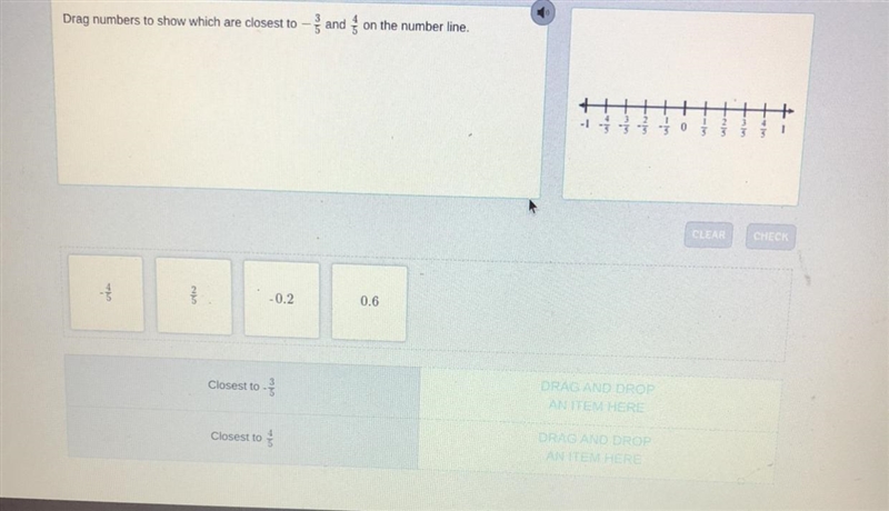 Drag numbers to show which are closer to -3/5 and 4/5 on the number line.-example-1