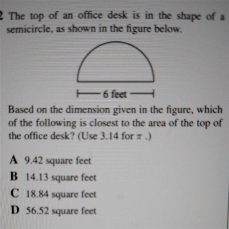 The top of an office desk is in the shape of a semicircle, as shown in the figure-example-1