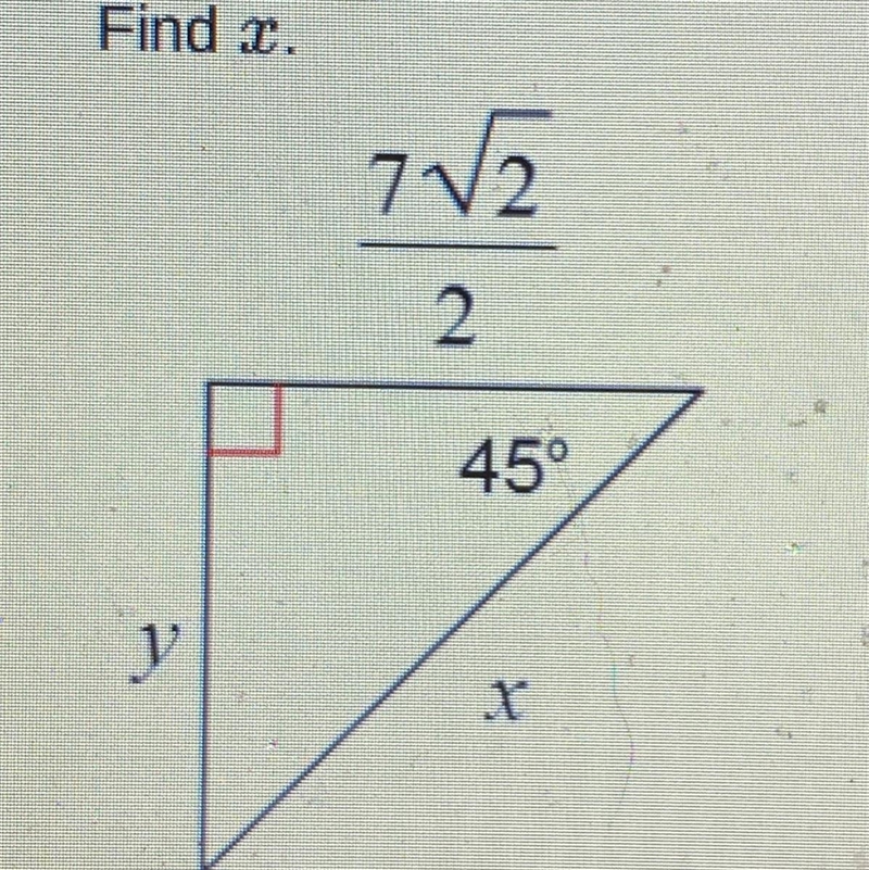 Find x on this special right triangle-example-1