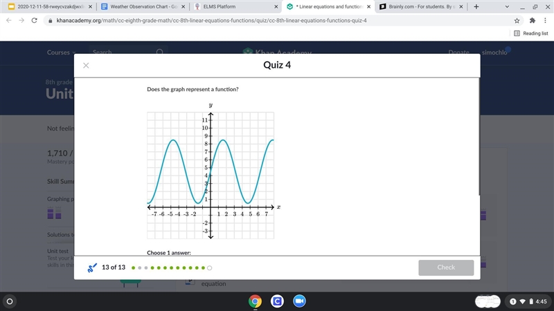 Does the graph represent a function? A.) Yes B.) No-example-1