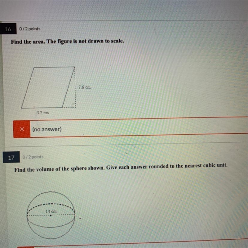 Find the area. The figure is not drawn to scale. Find the volume of the sphere shown-example-1