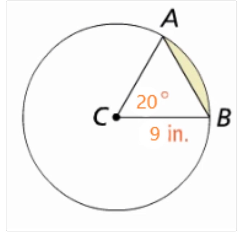 What is the area of the shaded segment shown? Round your answer to the nearest tenth-example-1