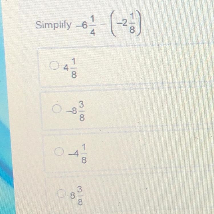 Simplify -6 1 4. 8 3 00w 8 1 A 8 00 00 W 3 8 8-example-1