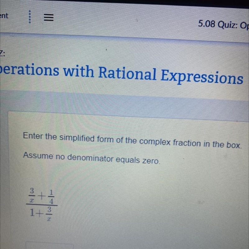 Enter the simplified form of the complex fraction in the box. Need help asap pls!!!!!!!!!!!!!-example-1