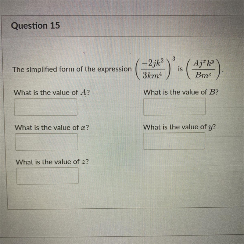 What is the value of A? What is the value of B? What is the value of x? What is the-example-1