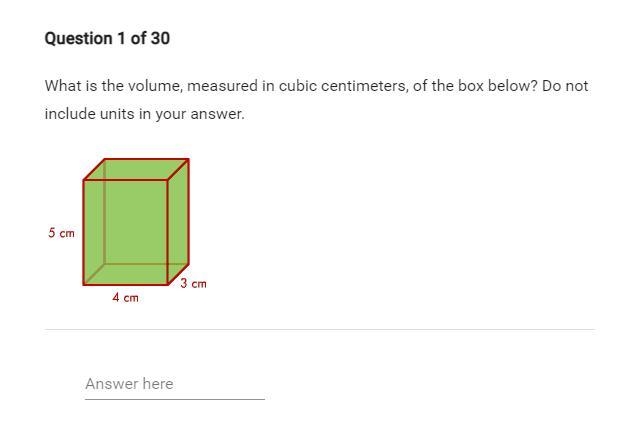 what is the volume measured in cubic centimeters, of the box below? do not include-example-1