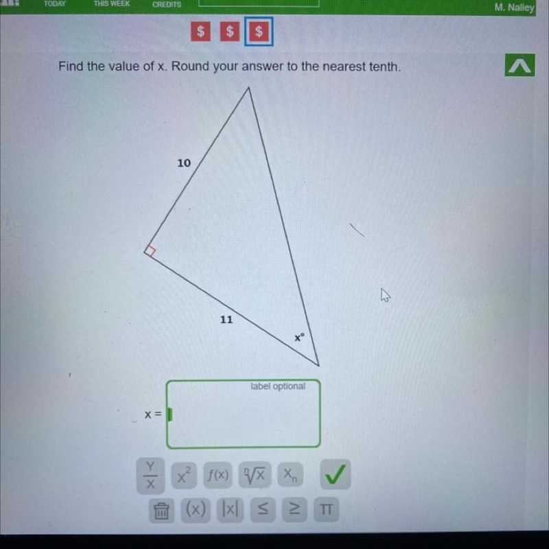 Find the value of X. Round your answer to the nearest tenth... I just need the answer-example-1