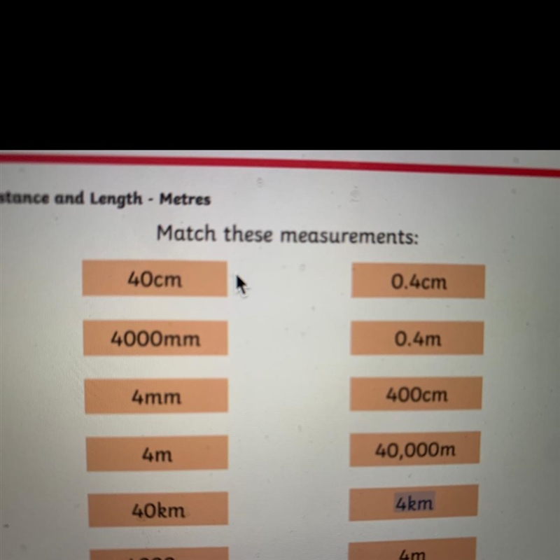 Please help Mach the measurmeants it is 10 p-example-1