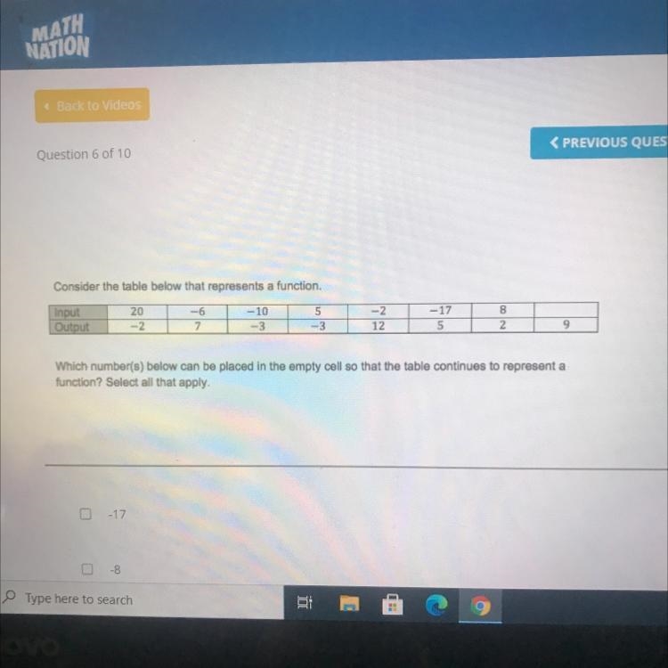 The answer choices are: -17 -8 -2 2 5 8 15-example-1