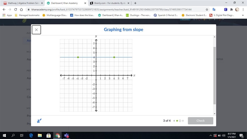 Graph a line that contains the point (-2,7) and has a slope of 4. Plz help plzzz-example-1