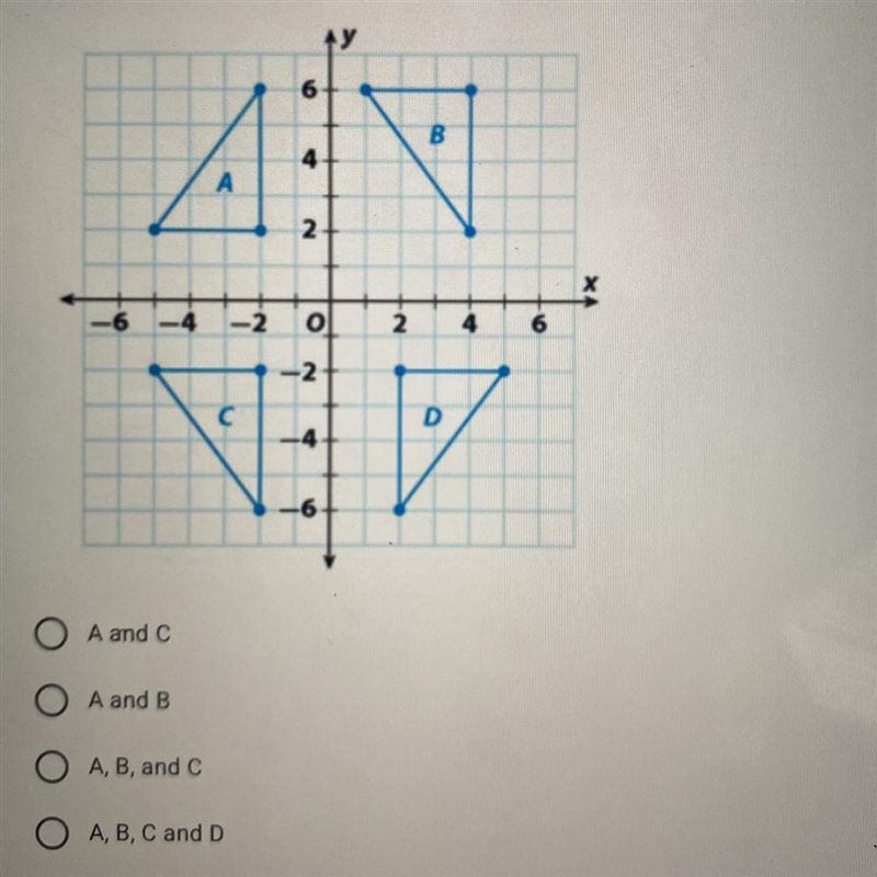 HELP! Which triangles are congruent?-example-1