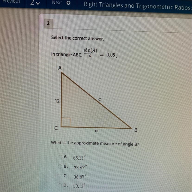 What is the appropriate measure of angle B?-example-1