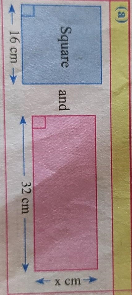 If the areas of the given pairs of shapes are equal, find the value of x.​-example-1