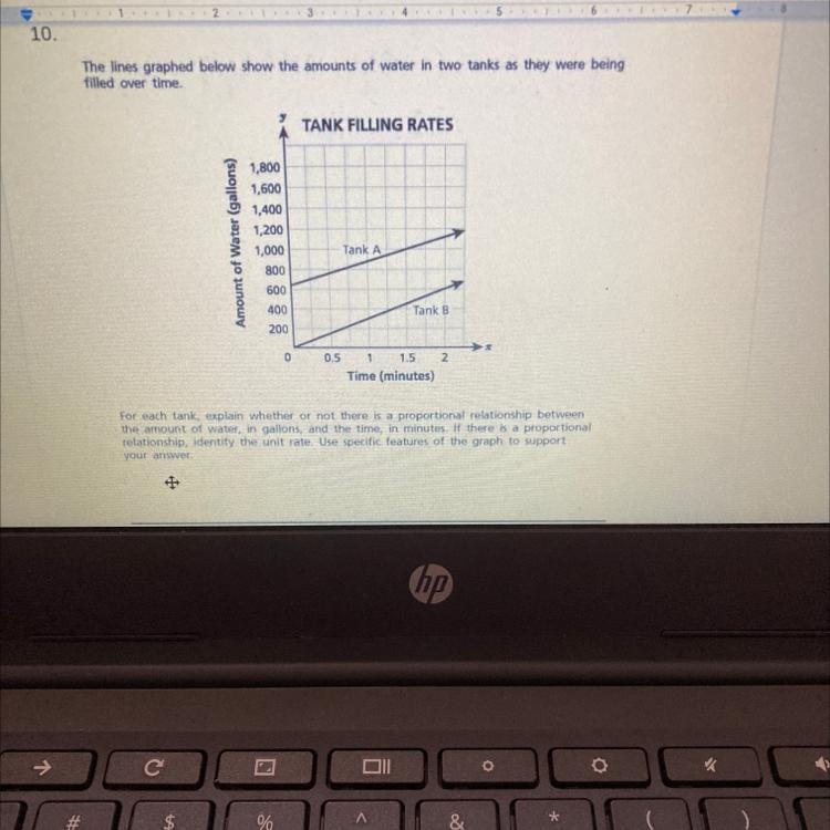 10. The lines graphed below show the amounts of water in two tanks as they were being-example-1