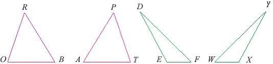 The figure below shows two pair of congruent triangles. ΔYWX ≅ _____. ΔDEF ΔFED ΔDFE-example-1