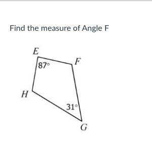 FIND THE MEASURE OF ANGLE F PLS HELP ASAP!-example-1