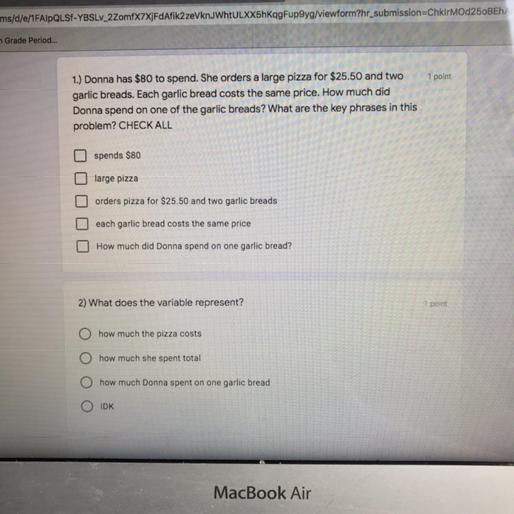 PLEASE ANSWER BOTH THANK U (if you can, look at my other questions and answer the-example-1