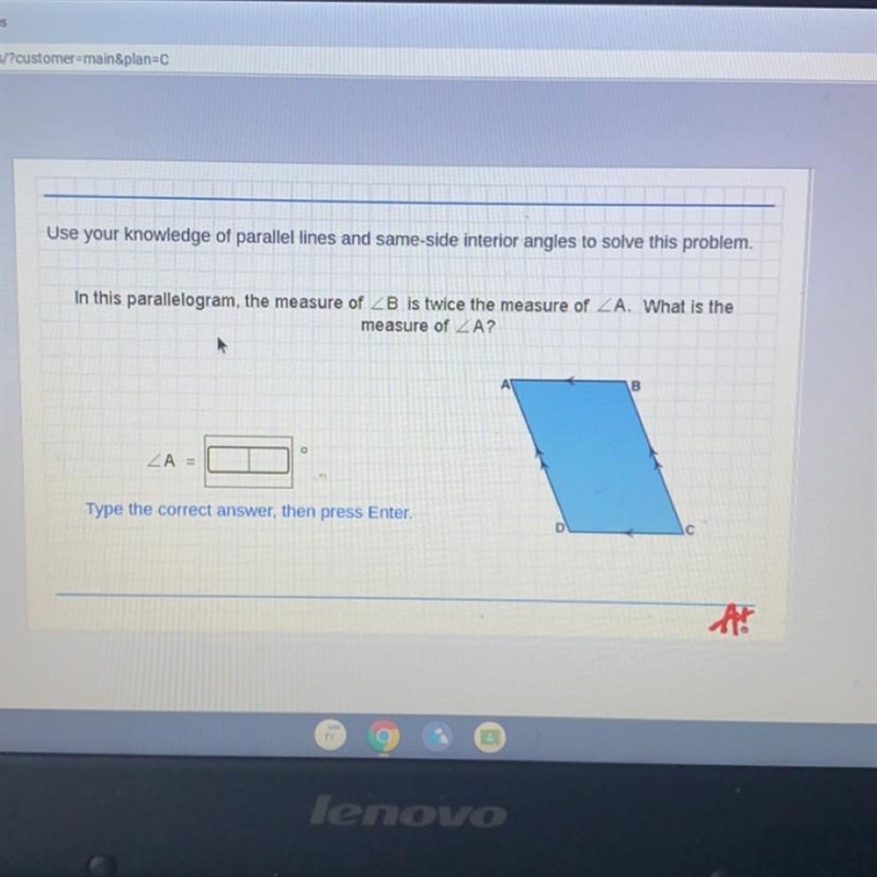 In this parallelogram, the measure of-example-1