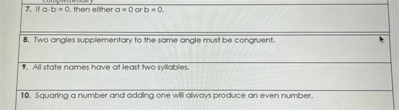 Please help! Determine whether the conjecture is true or false and put an example-example-1