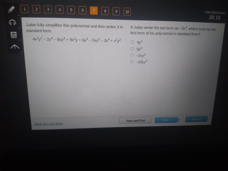 Okay Ju|ian Foley simplifies this polynomial and then write it in standard form if-example-1