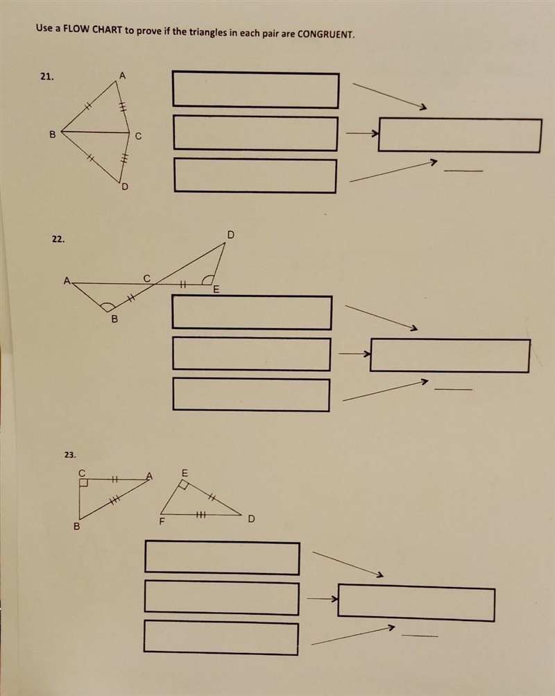 Use a flowchart to prove if the triangles in each pair are congruent. NO LINKS!!!!​-example-1