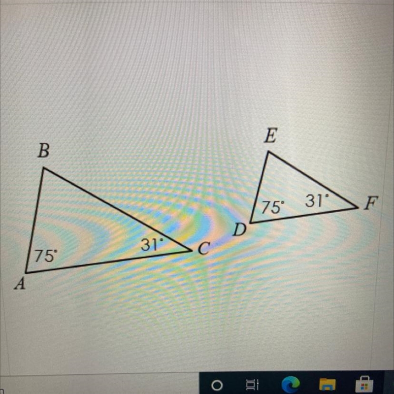 Are the two triangles similar? Explain your answer.-example-1