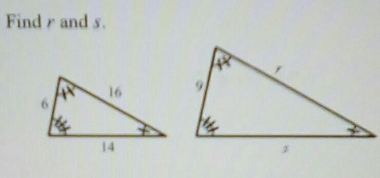 Find r and s on the triangle​-example-1