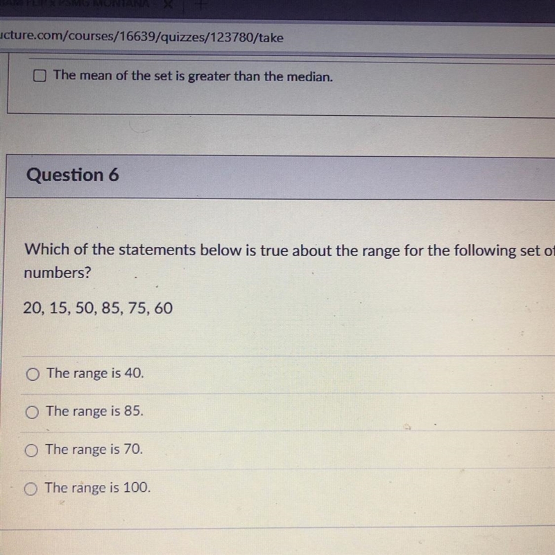 Which of the statements below is true about the range for the following set of numbers-example-1