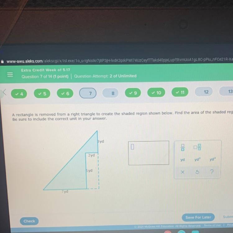 A rectangle is removed from a right triangle to create the shaded region shown below-example-1