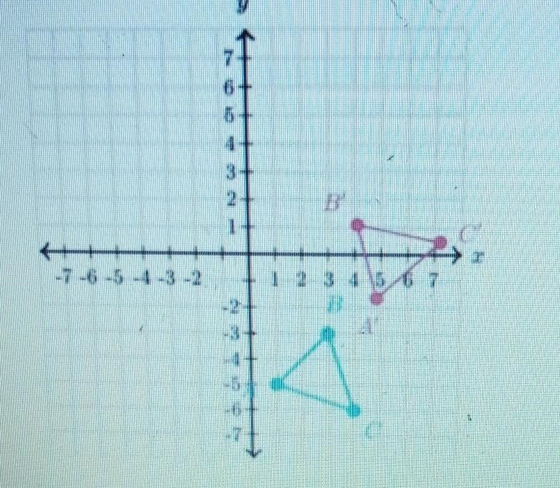 Triangle A'B'C'is the image of triangle ABC under a rotation about the origin (0,0) Determine-example-1