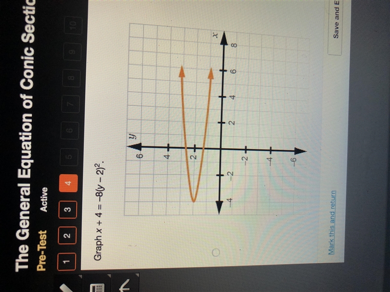 Graph x + 4= -8(y-2)^2-example-1