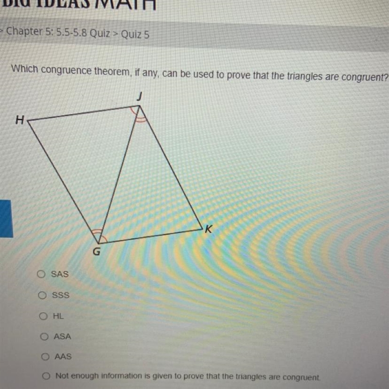 Which congruence theorem, if any, can be used to prove that the triangles are congruent-example-1