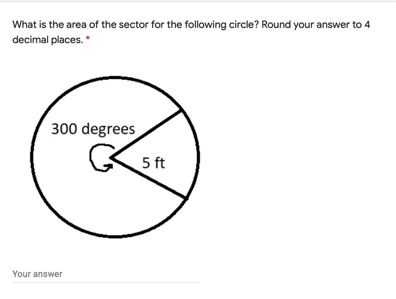 What is the area of the sector for the following circle? Round your answer to 4 decimal-example-1