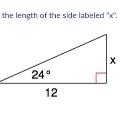 Find the length of the side labeled “x”. a) 4.88 b) 10.96 c)5.34 d)26.95-example-1