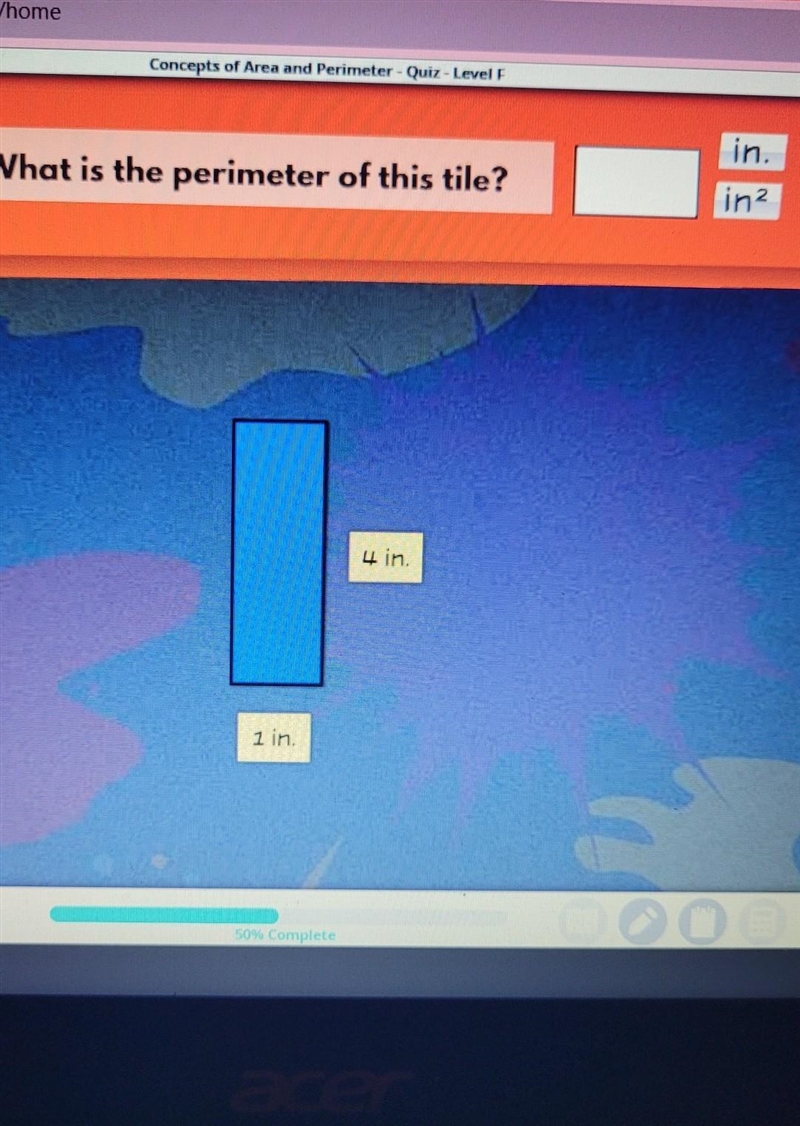 What is the perimeter of this tile? in2 N 4 in. lin​-example-1