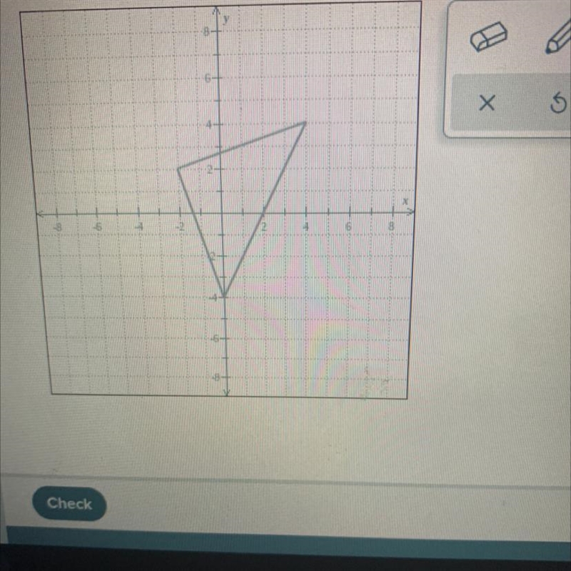 Draw the following triangle after a translation 2 units to the left and 1 unit down-example-1